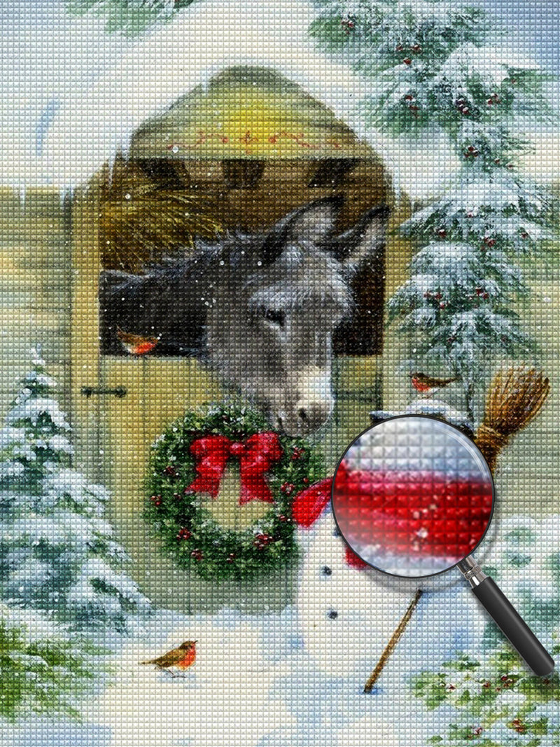 Weihnachten Schneemann Esel Diamond Painting