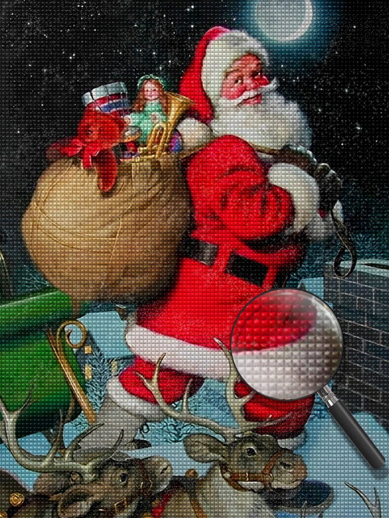 Weihnachtsmann auf dem Dach Diamond Painting