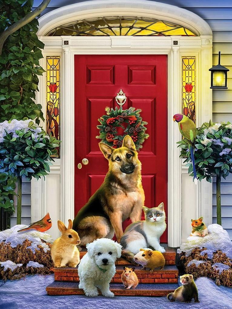 Tiere vor der Tür des Weihnachtsmanns Diamond Painting