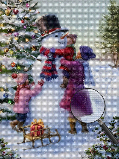 Weihnachten Kinder Schneemann Diamond Painting