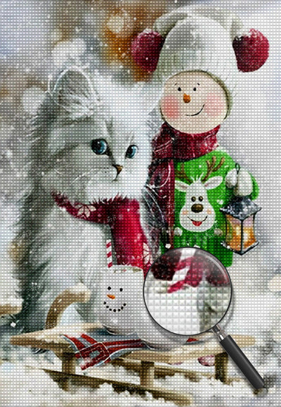 Katze Elch Weihnachten Diamond Painting