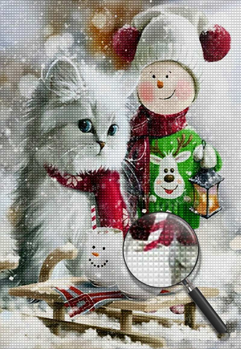 Katze Elch Weihnachten Diamond Painting