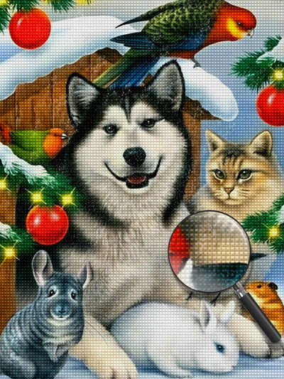 Tiere an Weihnachten Diamond Painting