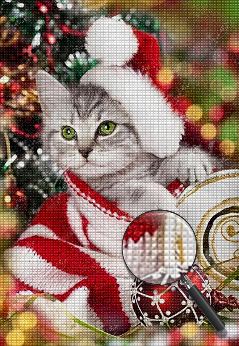 Verkleidete Weihnachtskatze Diamond Painting