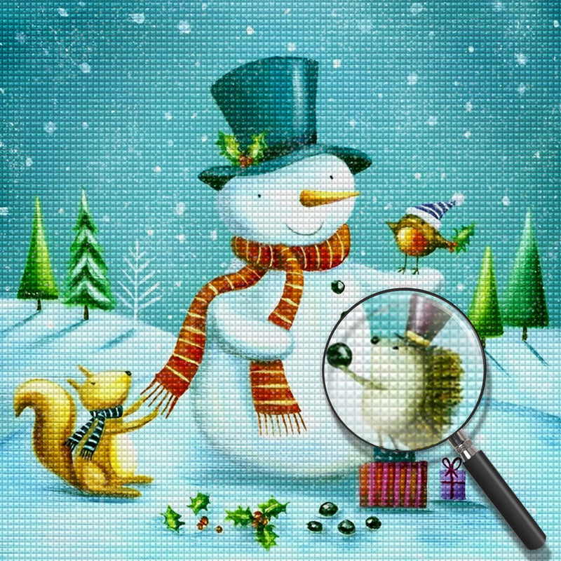 Schneemann mit Tieren Diamond Painting