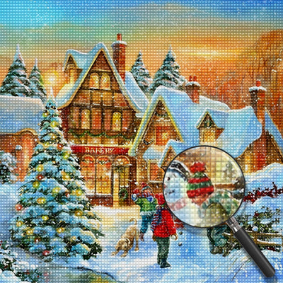 Kinder Schneemann Sonnenuntergang Diamond Painting