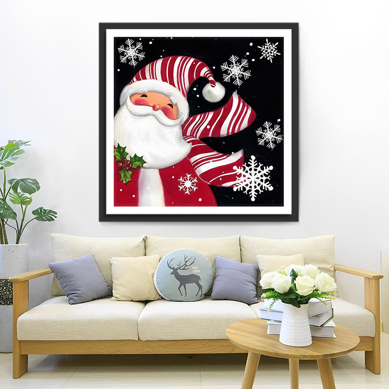 Cartoon Weihnachtsmann und Schneeflocken Diamond Painting