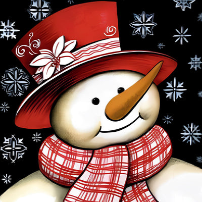 Weihnachtlicher Schneemann mit rotem Hut Diamond Painting