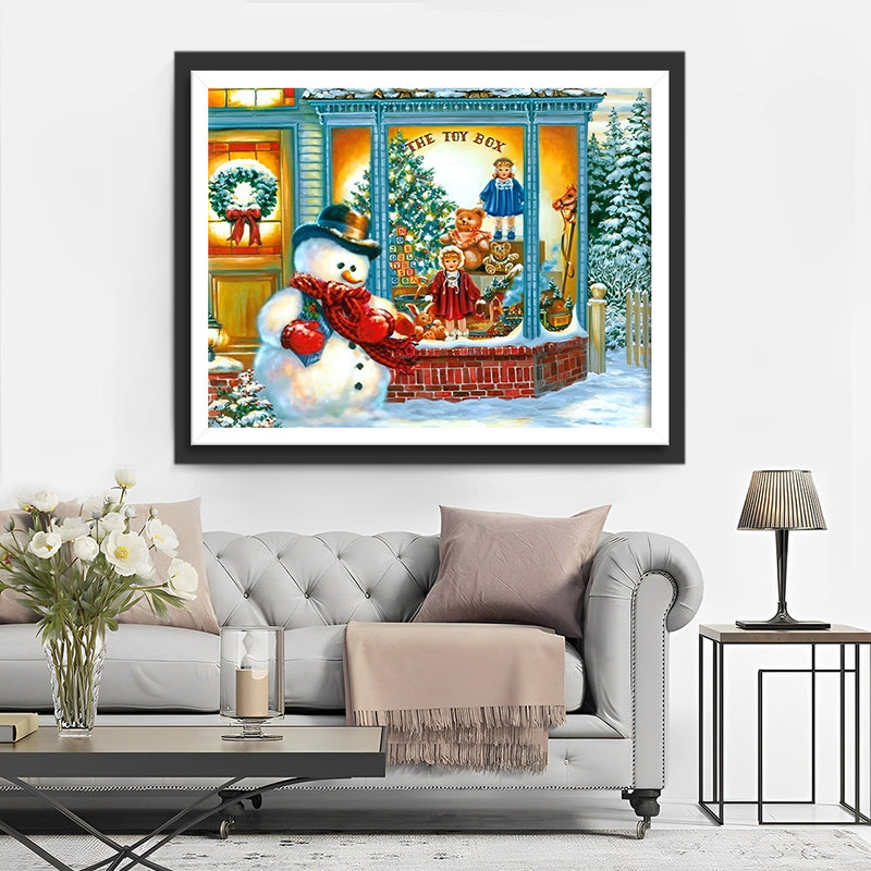 Weihnachtsgeschenke und Schneemann Diamond Painting