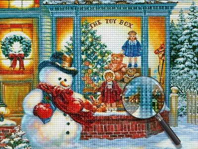 Weihnachtsgeschenke und Schneemann Diamond Painting