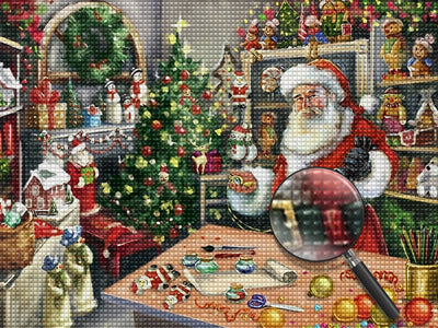 Weihnachtsmann im Raum voller Geschenke Diamond Painting