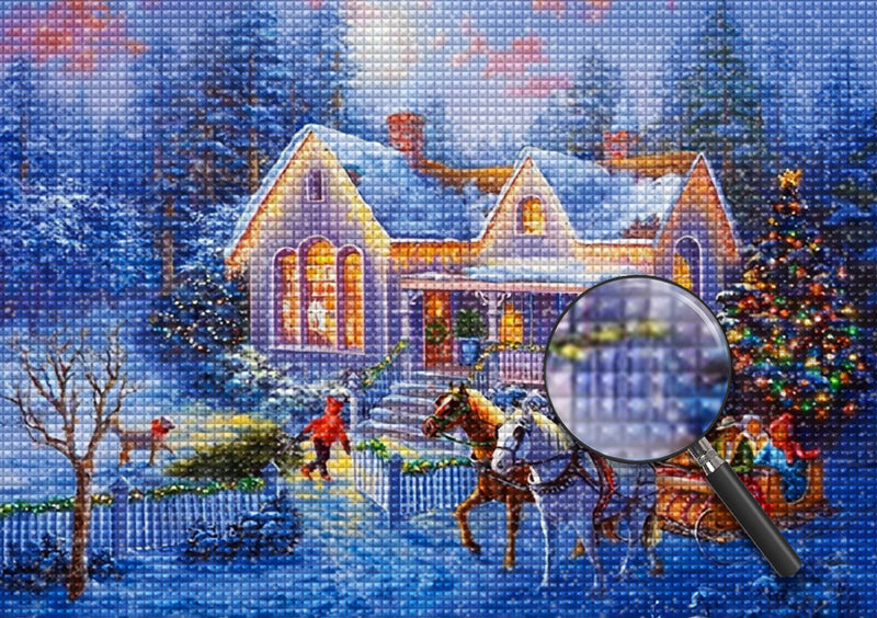 Weihnachten Hütte Kutsche Diamond Painting