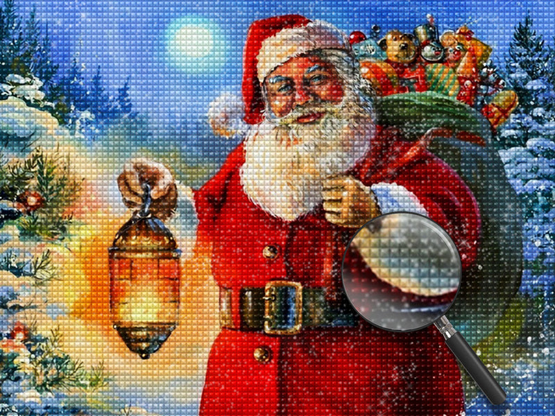 Weihnachtsmann mit Laterne und Geschenken Diamond Painting