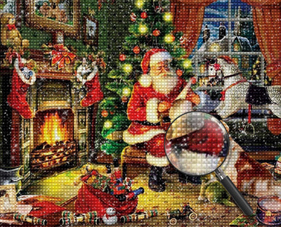 Weihnachtsmann neben dem Kamin Diamond Painting