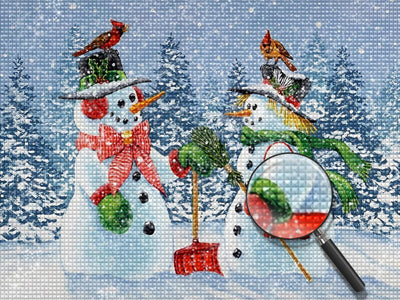 Zwei Weihnachtsschneemänner Diamond Painting