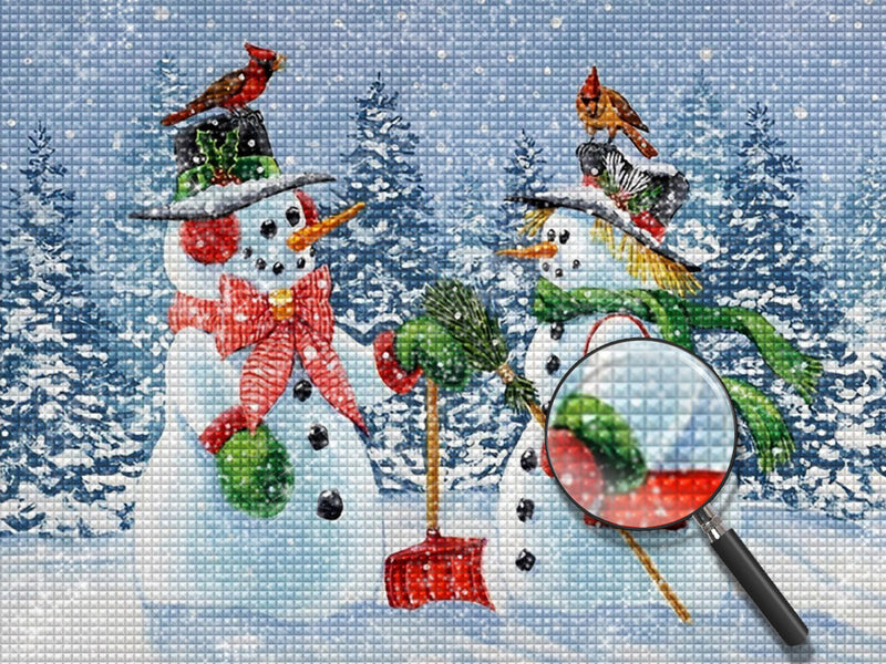 Zwei Weihnachtsschneemänner Diamond Painting