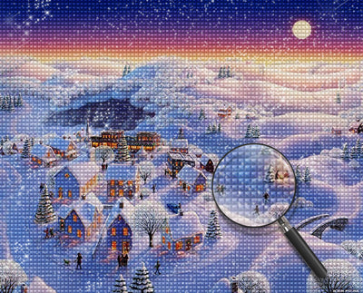 Weihnachten Dorf Schneeberg Diamond Painting