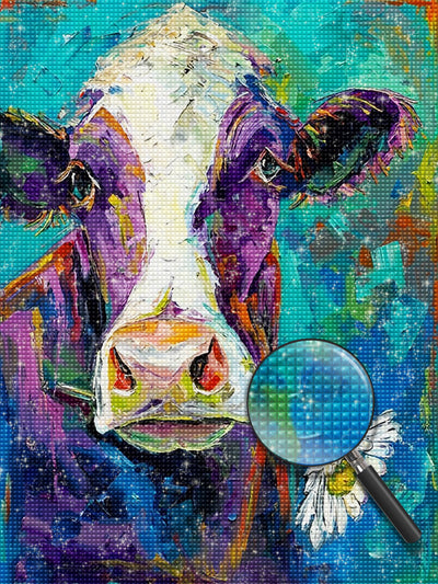 Kuh mit Gänseblümchen im Maul Diamond Painting