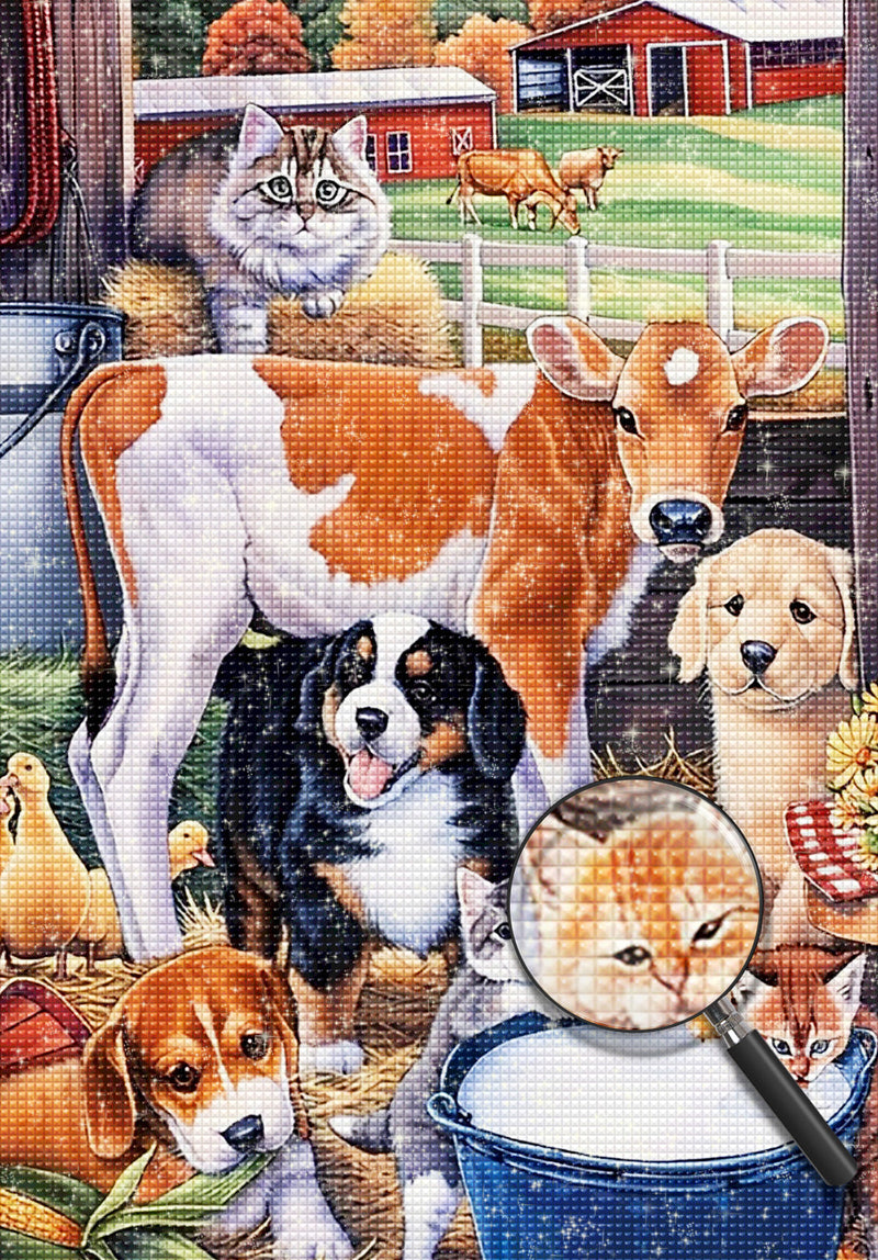 Rind Katzen Hunde Milch Diamond Painting