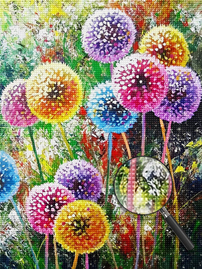 Bunte Pusteblumen Diamond Painting