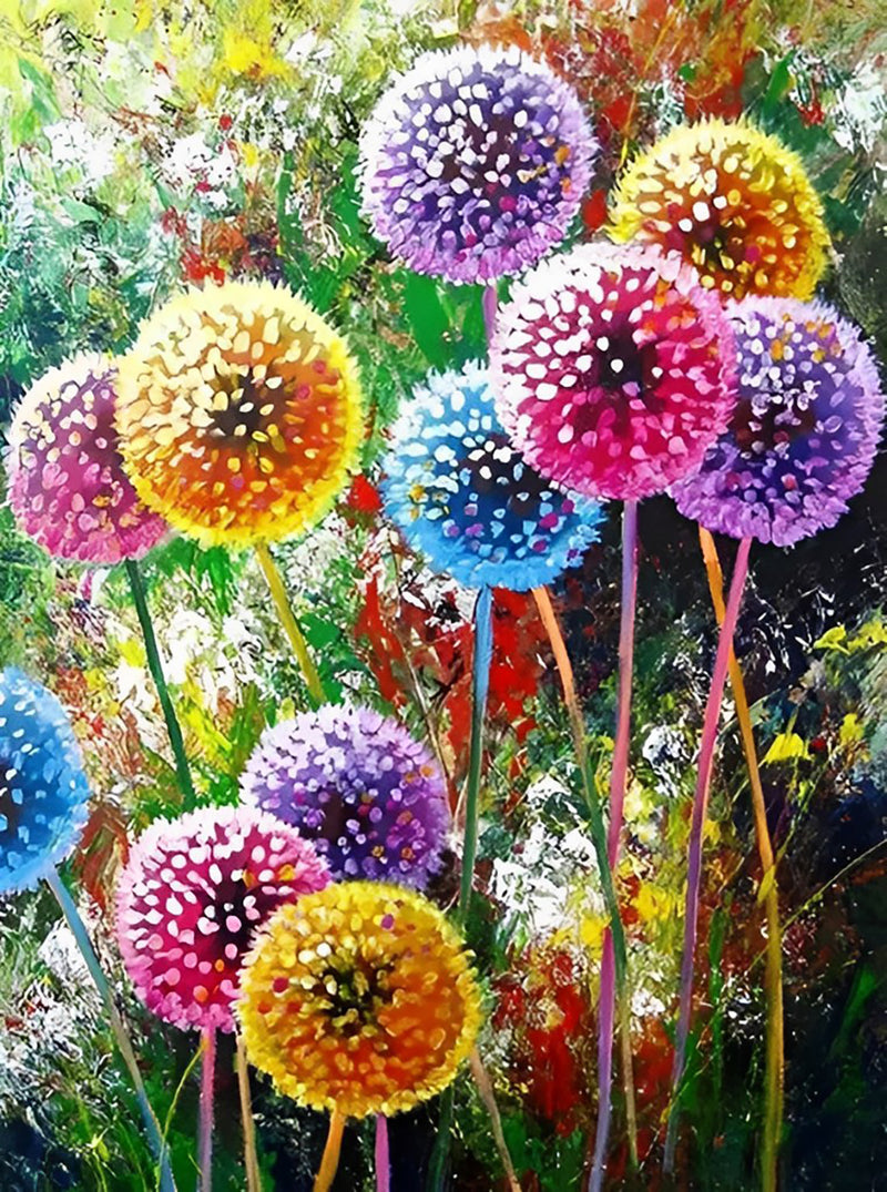 Bunte Pusteblumen Diamond Painting