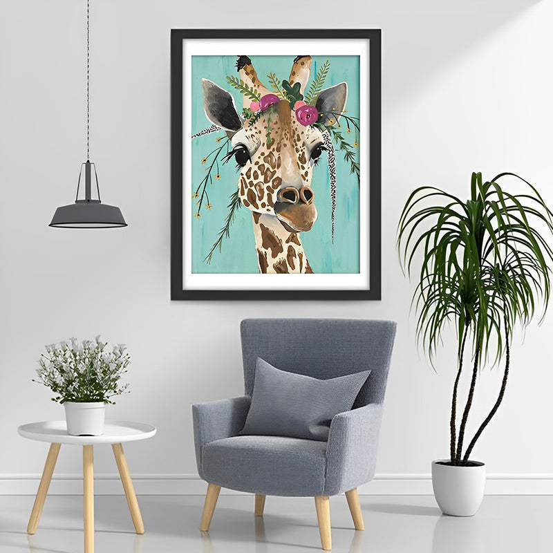 Giraffe mit einem Kranz Diamond Painting