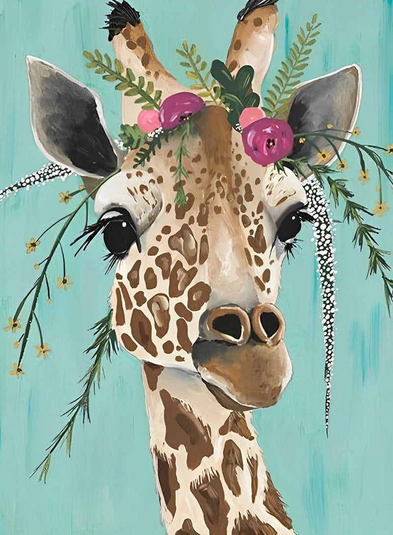 Giraffe mit einem Kranz Diamond Painting