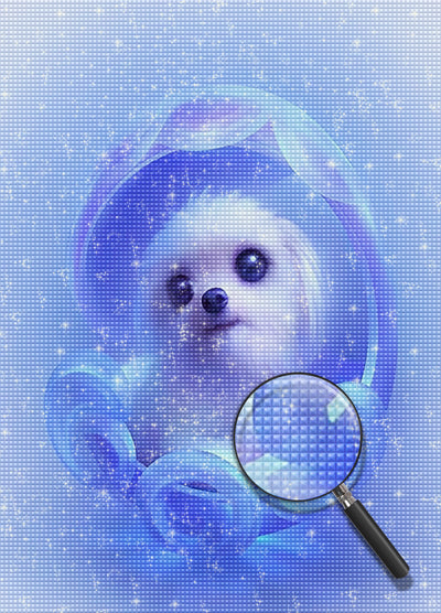 Weißer Hund im Kristallapfel Diamond Painting