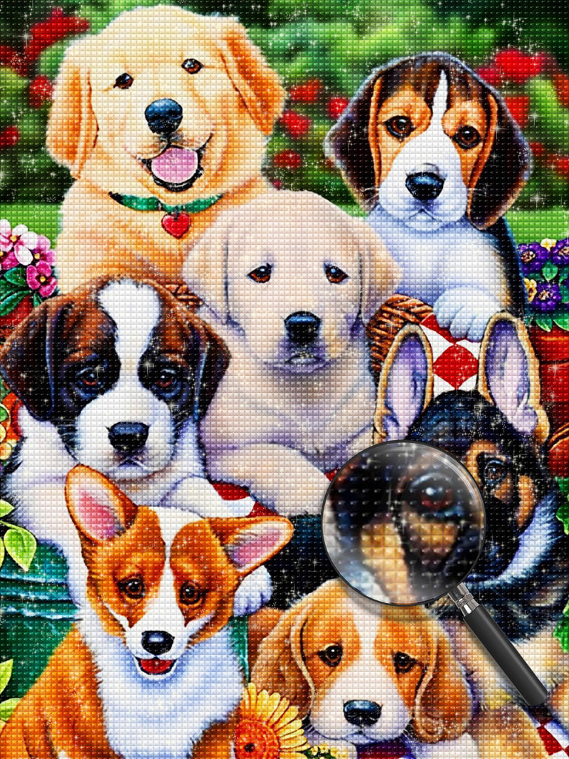 Sieben Hunde Diamond Painting