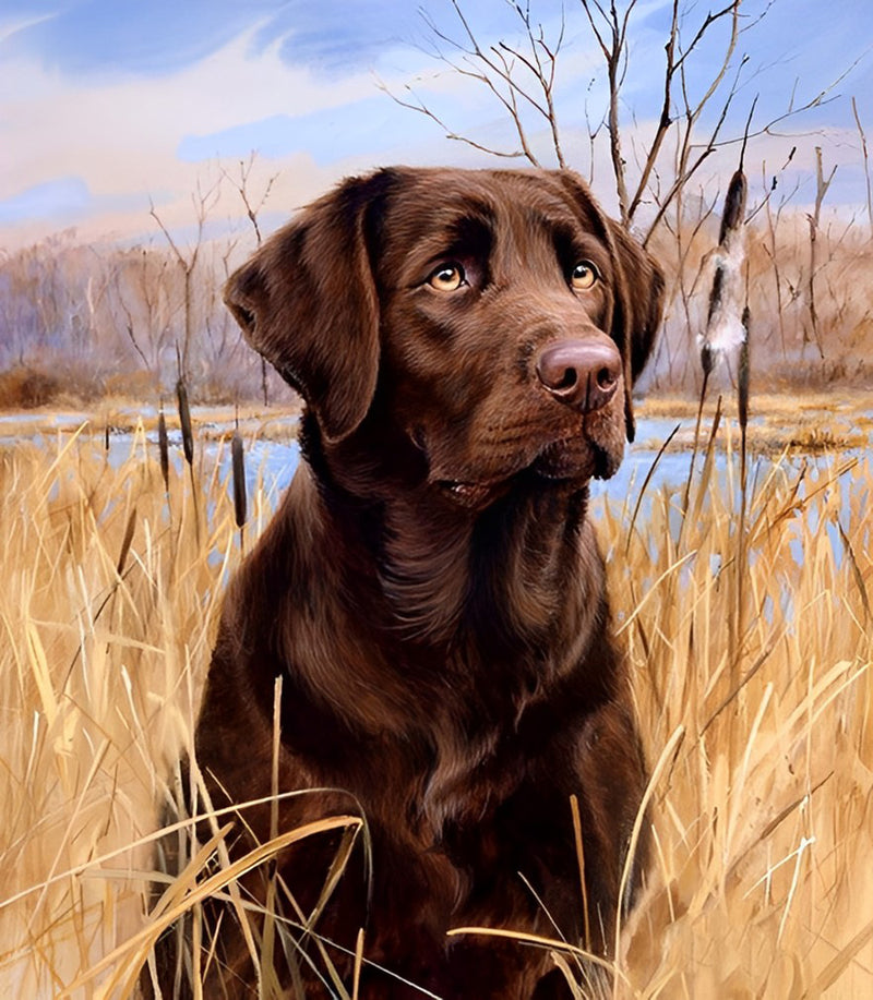 Labrador im Gras Diamond Painting