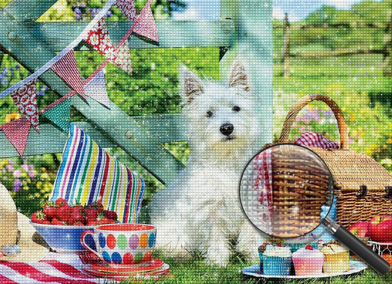 Westie auf Frühlingsausflug Diamond Painting