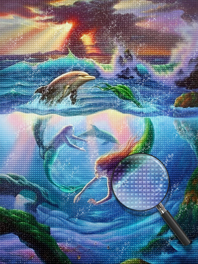 Delfin und Meerjungfrau Diamond Painting