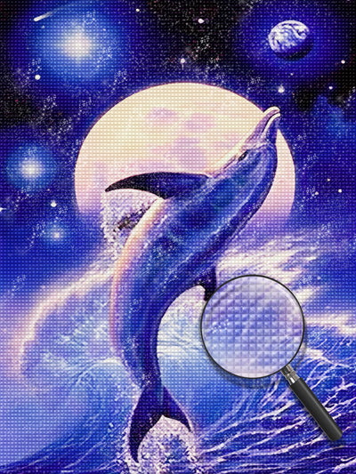 Delfin und Vollmond Diamond Painting