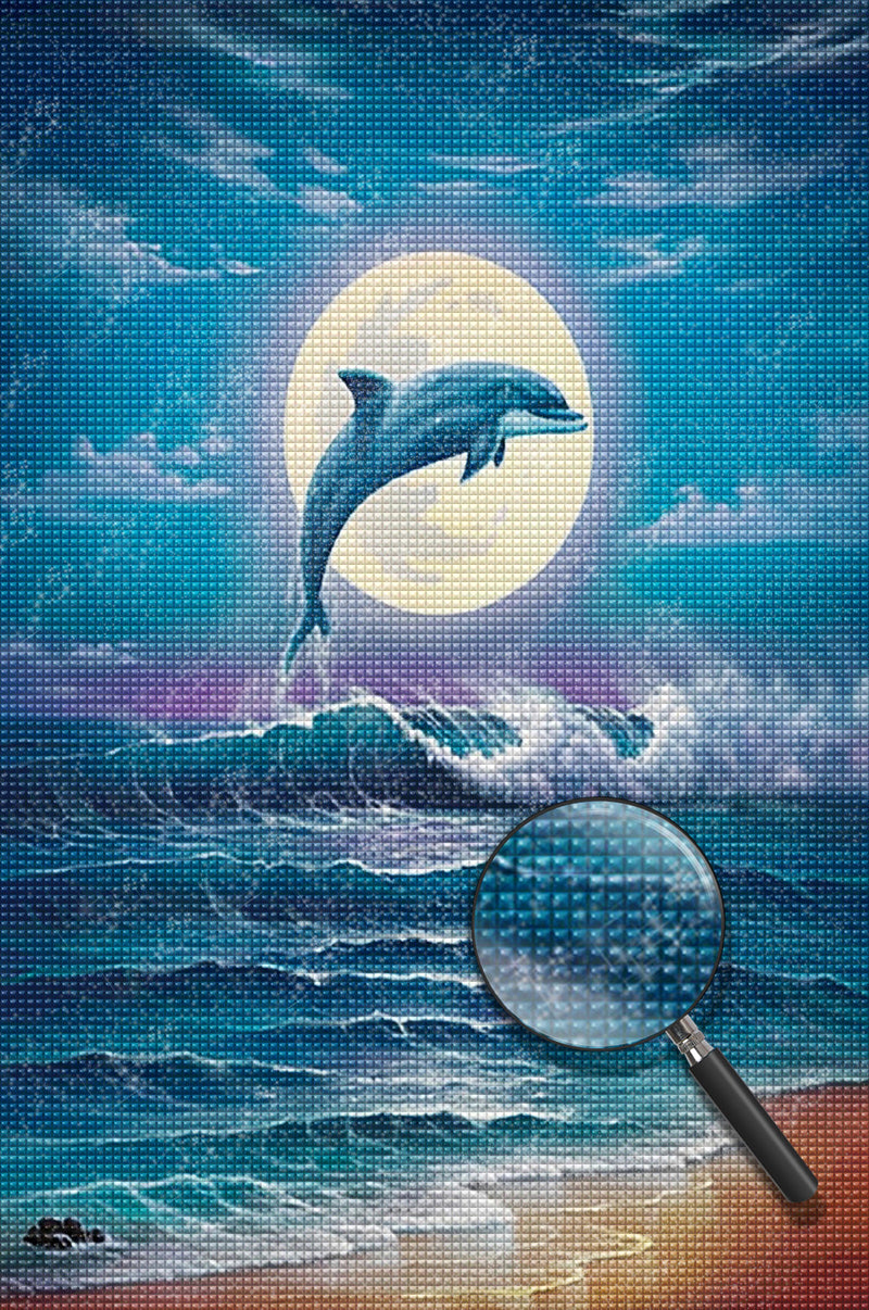 Delfin Meer Vollmond Diamond Painting