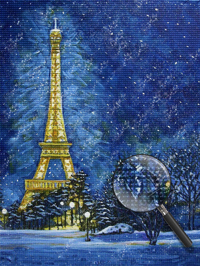 Eiffelturm in der Schneenacht Diamond Painting