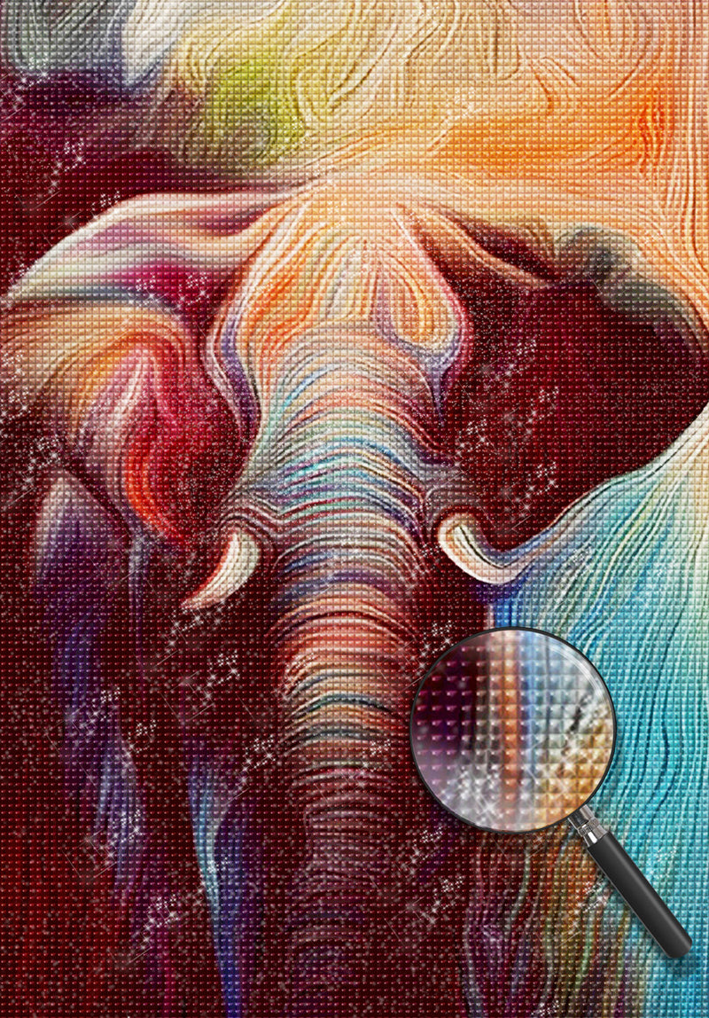 Abstrakter Elefant mit Fasern Diamond Painting