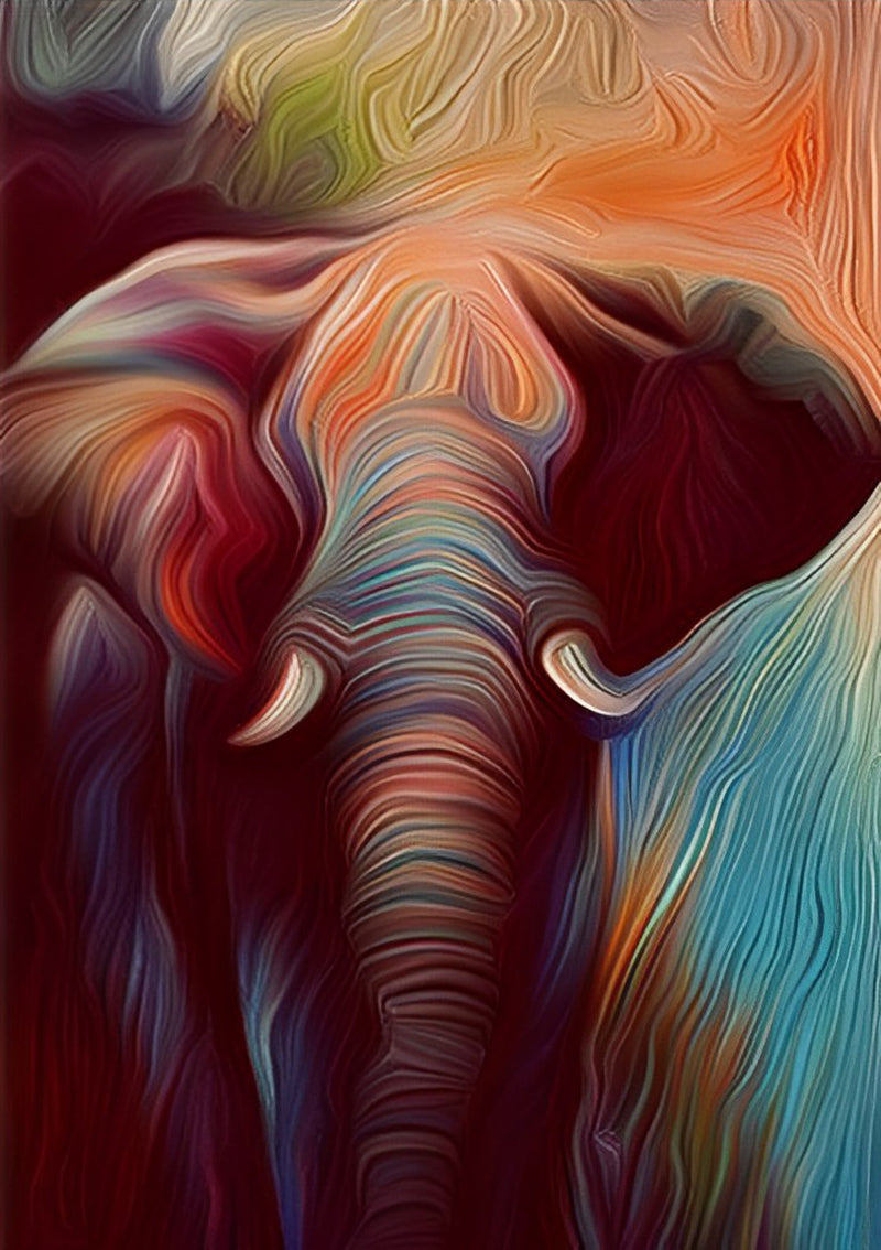 Abstrakter Elefant mit Fasern Diamond Painting