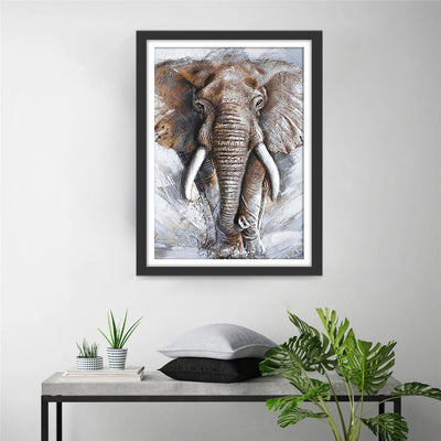 Elefant mit langen Stoßzähnen Diamond Painting