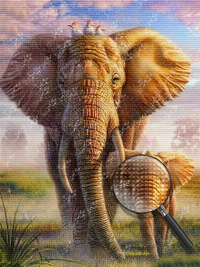 Migrierende Mutter Elefant mit ihrem Baby Diamond Painting