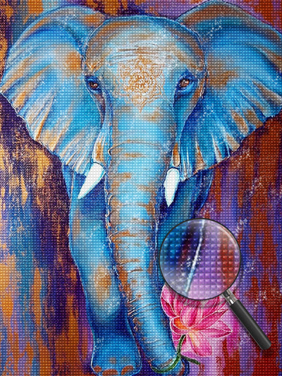 Lotus auf der Nase eines blauen Elefanten Diamond Painting