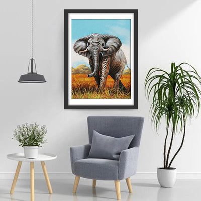 Elefant auf der Wiese Diamond Painting