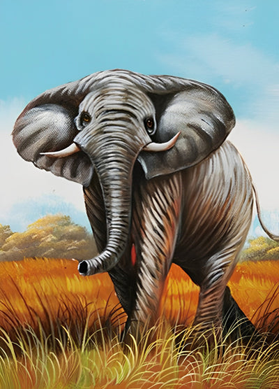 Elefant auf der Wiese Diamond Painting