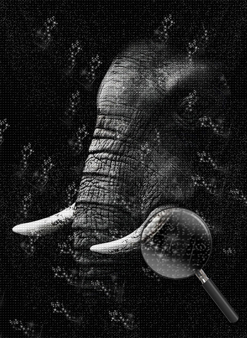 Schwarzweißer Elefant Diamond Painting