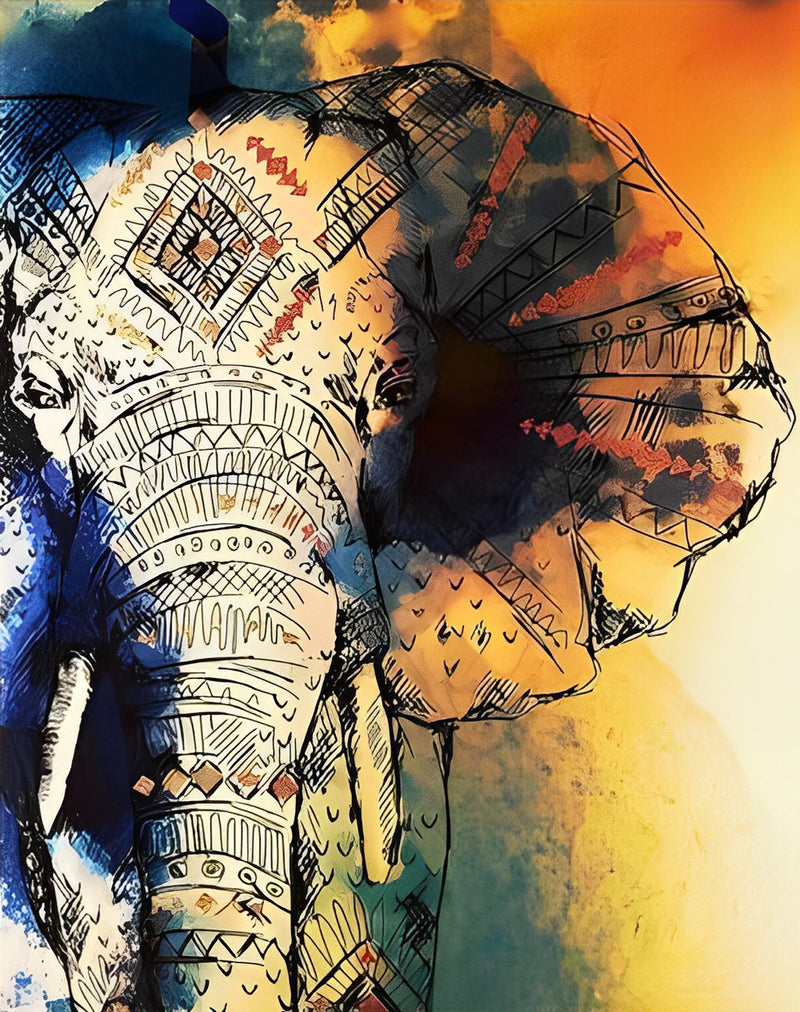 Elefant mit abstrakten Mustern Diamond Painting