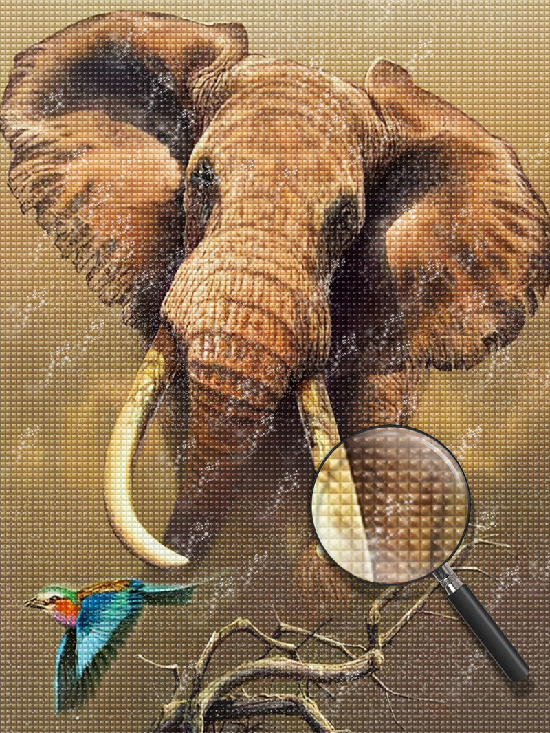 Elefant und Vogel Diamond Painting