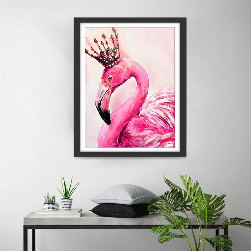 Rosa Flamingo mit Krone Diamond Painting