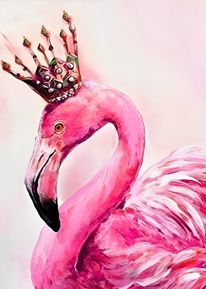 Rosa Flamingo mit Krone Diamond Painting