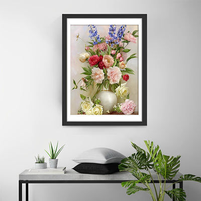 Pfingstrosen, Rosen und Lavendel Diamond Painting