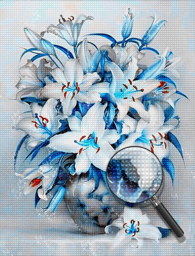 Blau-weiße Lilien Diamond Painting