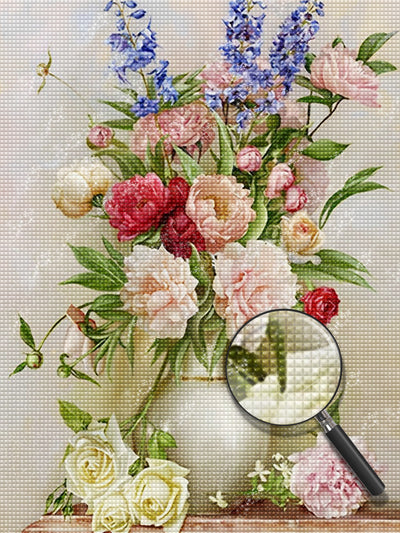 Pfingstrosen und Rosen Diamond Painting